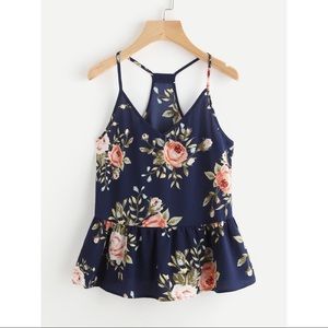 Floral Peplum Racerback Cami Top